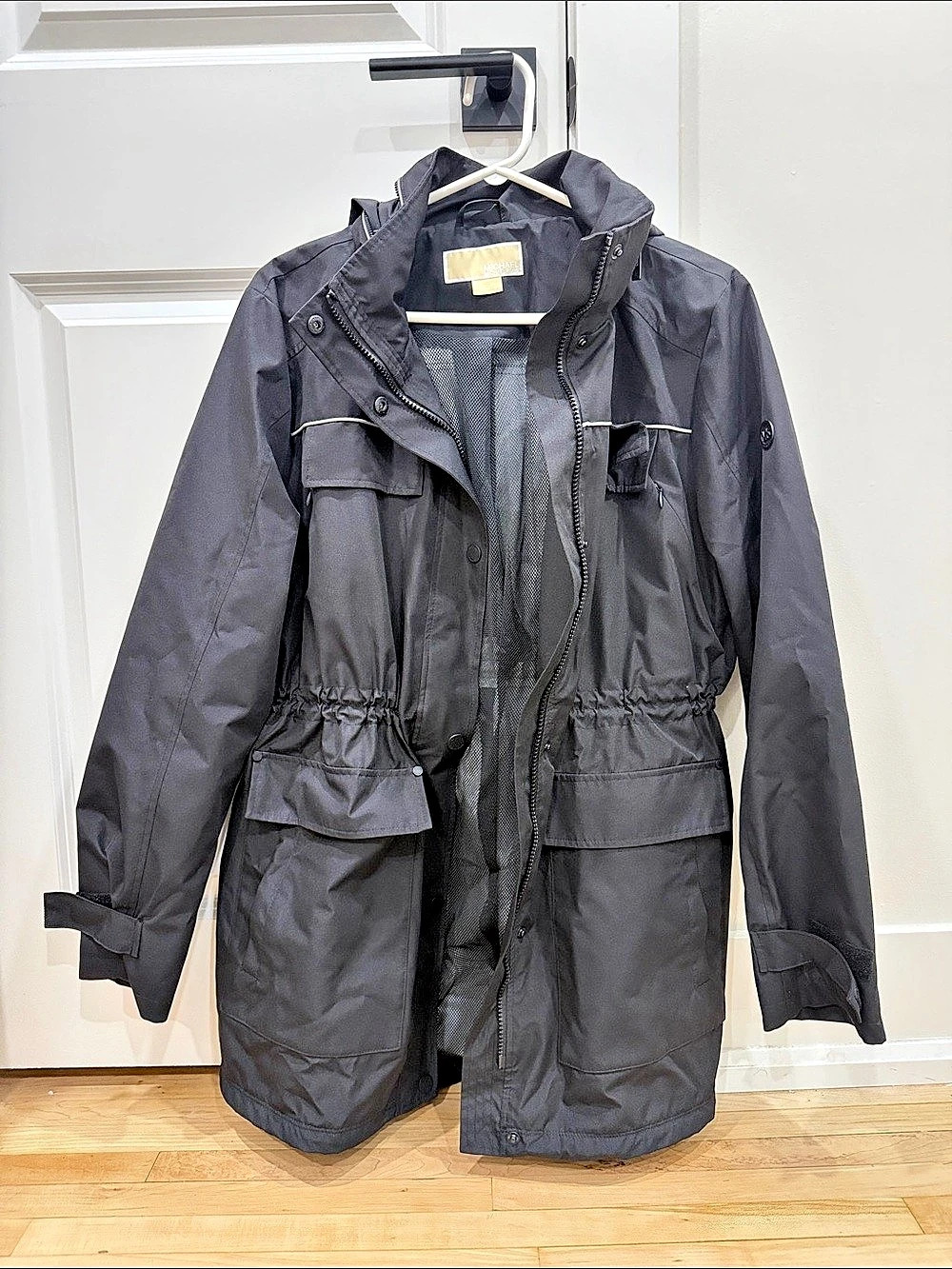 Michael Kors Women's Black Utility Hooded Jacket Size Large